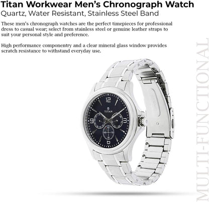 Titan Blue Dial Quartz Multifunction Stainless Steel Strap watch for Men-NS1698SM02 