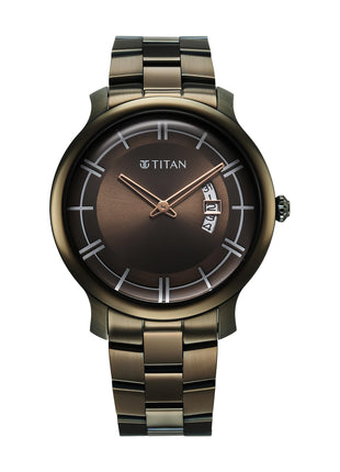 Titan Clasique Slim Quartz Analog with Date Green Dial Stainless Steel Strap Watch for Men/NT90170QM03 