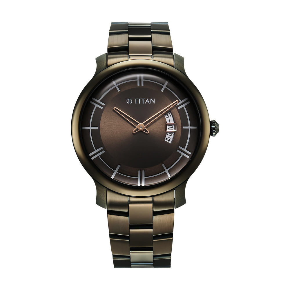 Titan Clasique Slim Quartz Analog with Date Green Dial Stainless Steel Strap Watch for Men/NT90170QM03 price under 20000