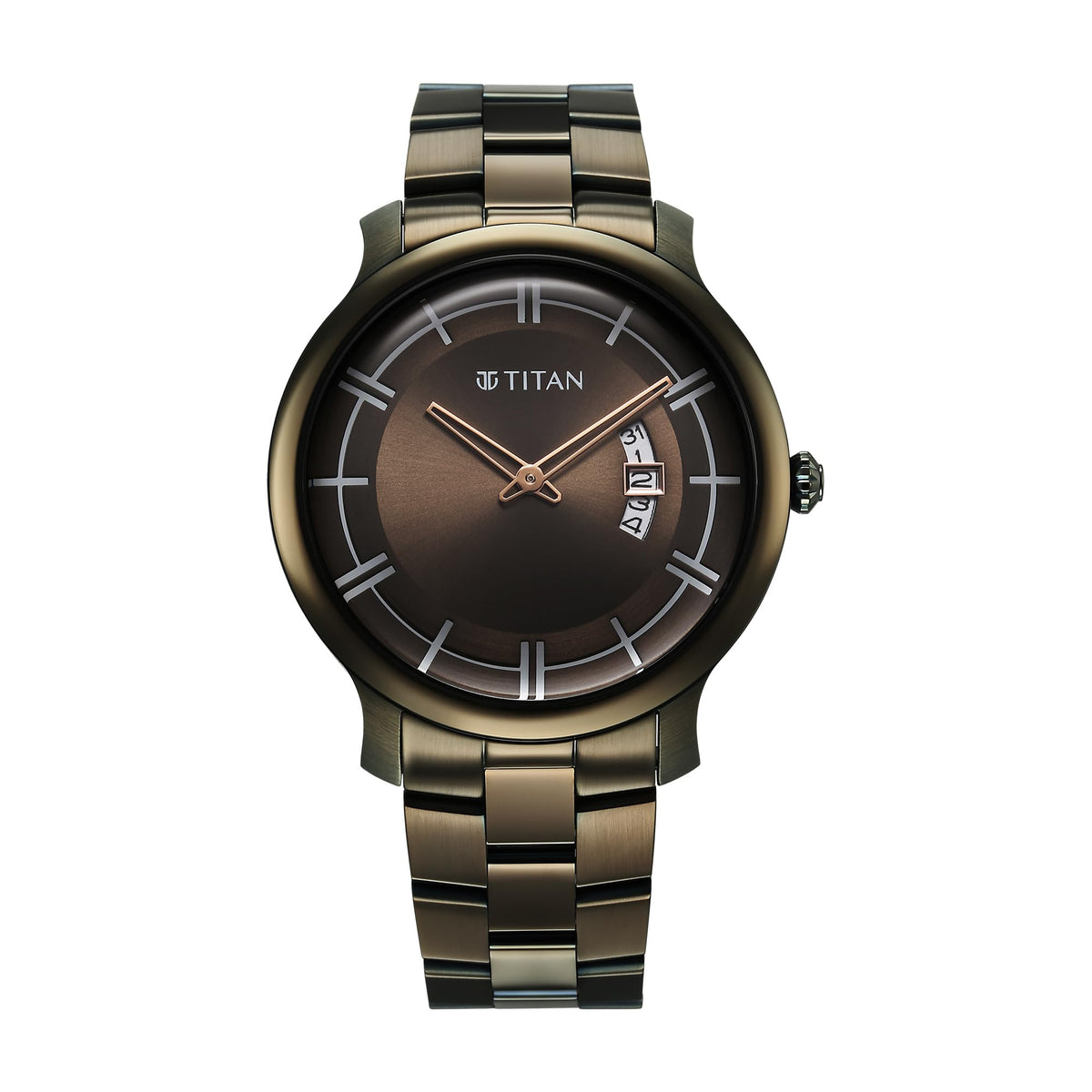 Titan Clasique Slim Quartz Analog with Date Green Dial Stainless Steel Strap Watch for Men/NT90170QM03 