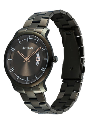 Titan Clasique Slim Quartz Analog with Date Green Dial Stainless Steel Strap Watch for Men/NT90170QM03 