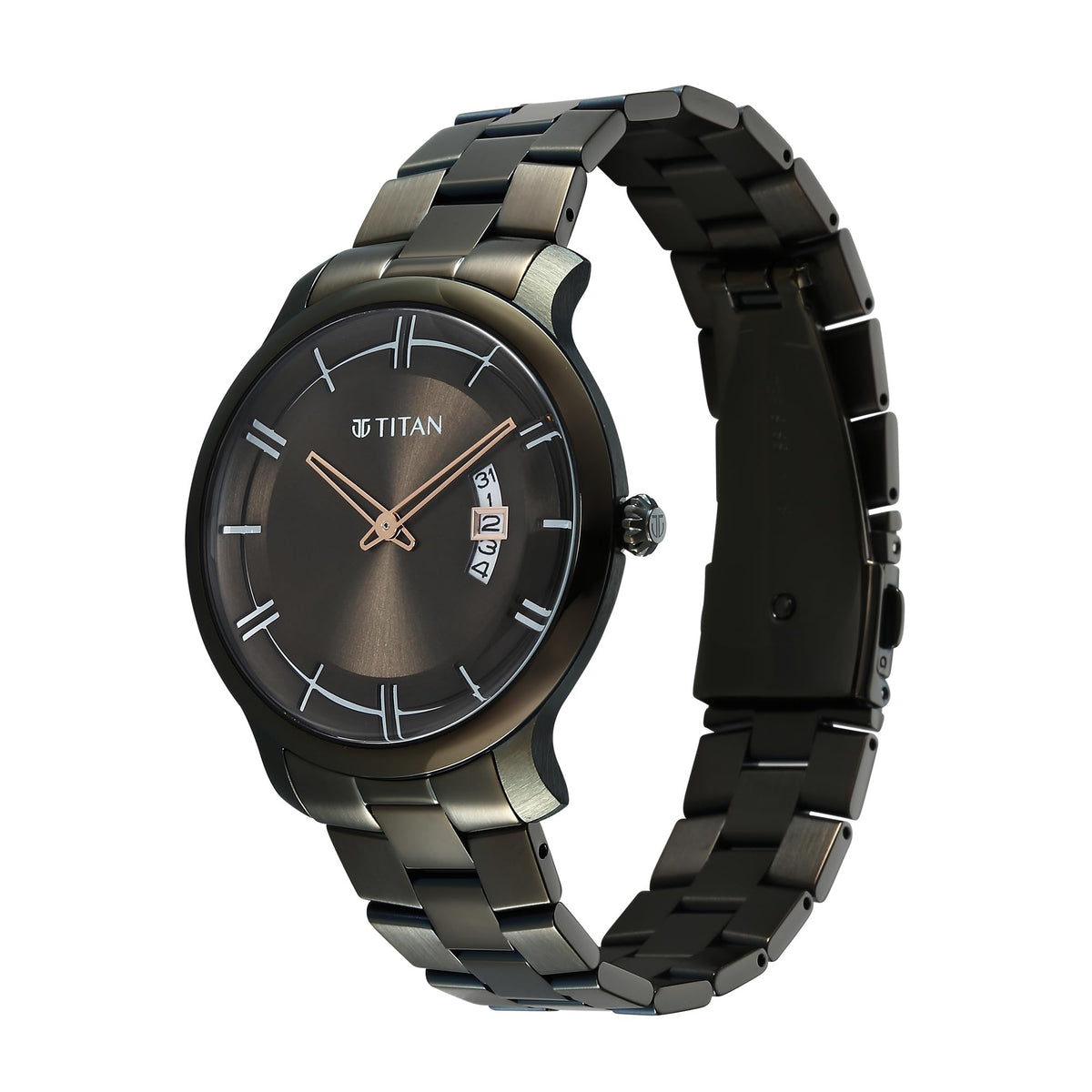 Titan Clasique Slim Quartz Analog with Date Green Dial Stainless Steel Strap Watch for Men/NT90170QM03 