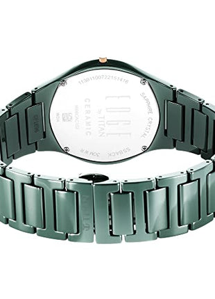 Titan Edge Ceramic Green Dial Analog Quartz Watch With Ceramic Strap For Men 