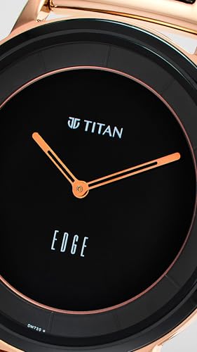 Titan Edge Fusion Quartz Analog Black Dial Mens Ceramic Steel Strap Watch 
