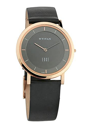 Titan Edge Quartz Analog Men Watch Anthracite Dial Leather Strap NS1595WL09 