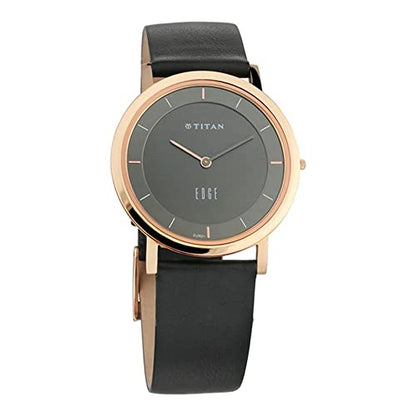 Titan Edge Quartz Analog Men Watch Anthracite Dial Leather Strap NS1595WL09 