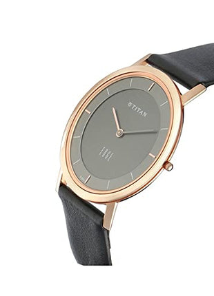Titan Edge Quartz Analog Men Watch Anthracite Dial Leather Strap NS1595WL09 