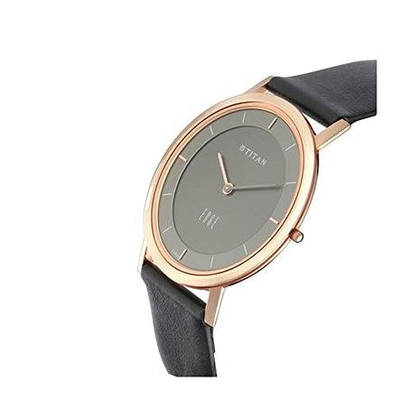 Titan Edge Quartz Analog Men Watch Anthracite Dial Leather Strap NS1595WL09 
