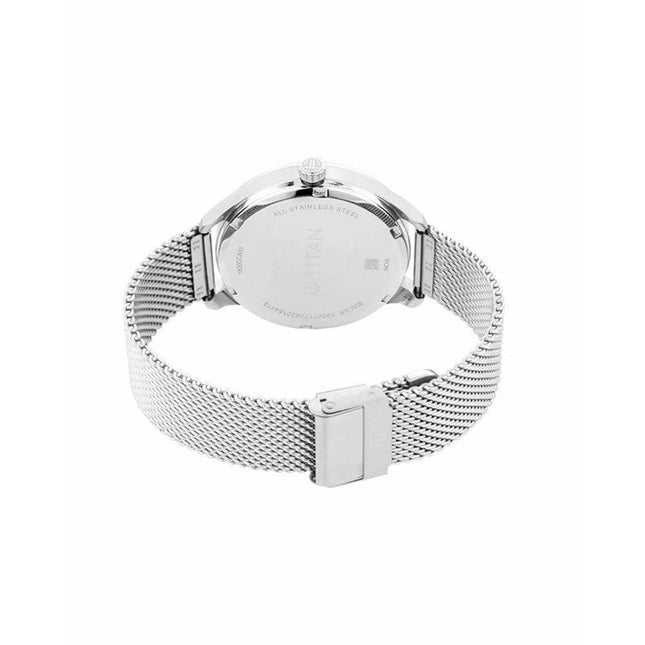 Titan Evoke Blue Dial Analog with Day and Date Stainless Steel Strap Watch for Men-NS1833SM01 
