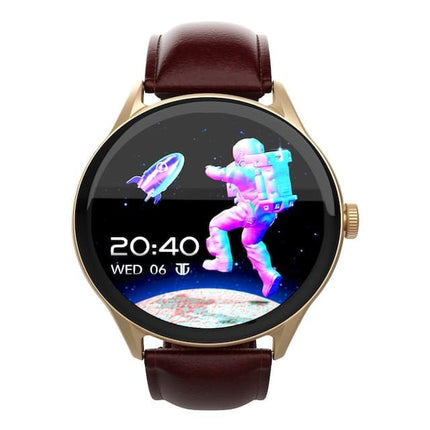 Titan Evoke Smart Watch with 1.43" AMOLED Display &466 x 466 Resolution|1000 Nits Brightness|Functional Crown|SingleSync BT Calling|Multisport Modes|Auto Stress & Mood Monitor|200+ Watchfaces (Brown) 