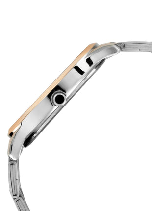 Titan Karishma analog blue dial men's watch with rose-gold bezel and stainless steel bracelet.