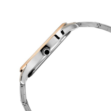 Titan Karishma analog blue dial men's watch with rose-gold bezel and stainless steel bracelet.