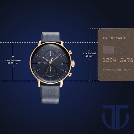 Titan Infinity Display Blue Dial Chronograph Leather Strap Watch for Men-NS90146WL01/NT90146WL01 