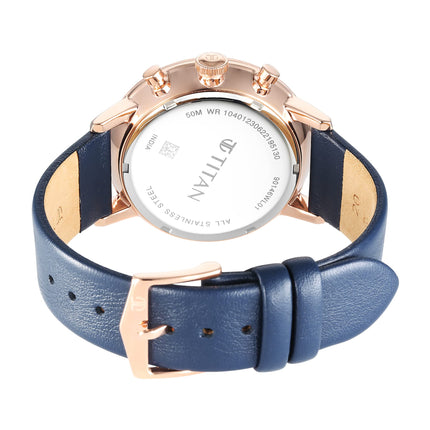 Titan Infinity Display Blue Dial Chronograph Leather Strap Watch for Men-NS90146WL01/NT90146WL01 
