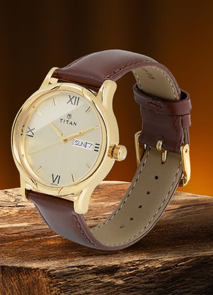 Titan Karishma Analog Champagne Dial Men's Watch NM1580YL05/NN1580YL05/NP1580YL05 