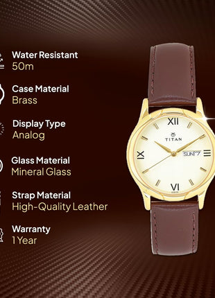 Titan Karishma Analog Champagne Dial Men's Watch NM1580YL05/NN1580YL05/NP1580YL05 