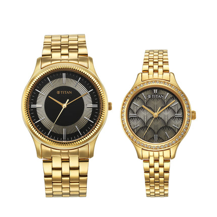 Titan Karishma Bandhan Black Dial Analog Stainless Steel Strap Watch for Couple-NS18242712YM02P 