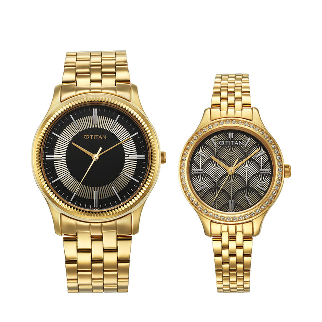 Titan Karishma Bandhan Black Dial Analog Stainless Steel Strap Watch for Couple-NS18242712YM02P 