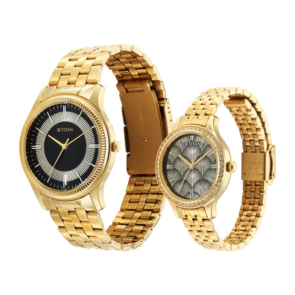 Titan Karishma Bandhan Black Dial Analog Stainless Steel Strap Watch for Couple-NS18242712YM02P 