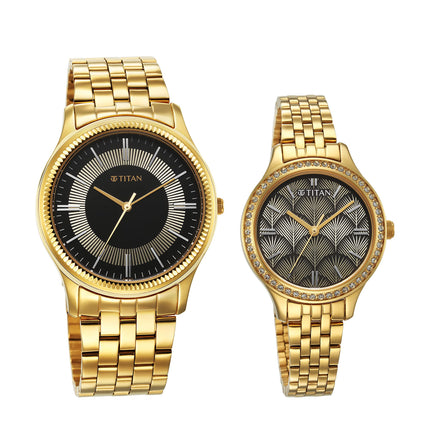 Titan Karishma Bandhan Black Dial Analog Stainless Steel Strap Watch for Couple-NS18242712YM02P 
