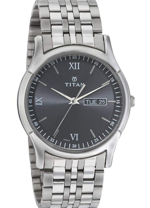 Titan Karishma Black Dial Analog with Day and Date Stainless Steel Strap watch for Men-NS1636SM01 