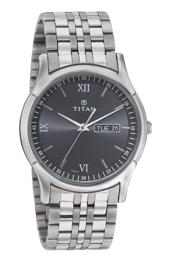 Titan Karishma Black Dial Analog with Day and Date Stainless Steel Strap watch for Men-NS1636SM01 