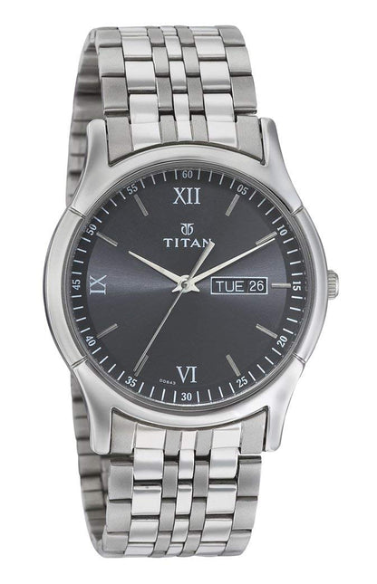 Titan Karishma Black Dial Analog with Day and Date Stainless Steel Strap watch for Men-NS1636SM01 