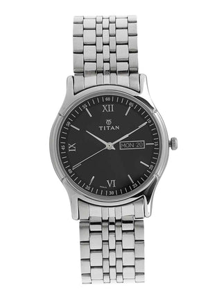 Titan Karishma Black Dial Analog with Day and Date Stainless Steel Strap watch for Men-NS1636SM01 