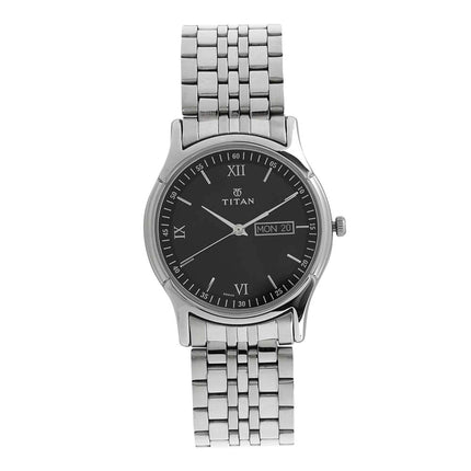 Titan Karishma Black Dial Analog with Day and Date Stainless Steel Strap watch for Men-NS1636SM01 