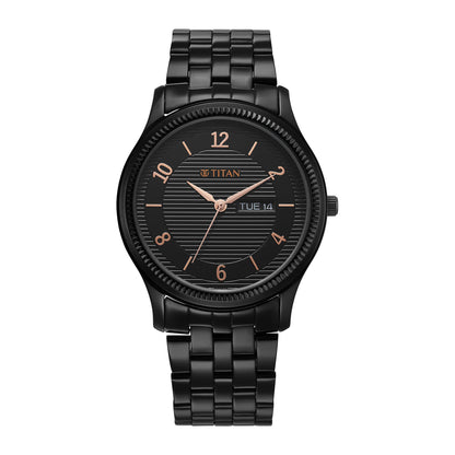 Titan Karishma Black Dial Stainless Steel Analog Watch for Men-NS1824NM01 
