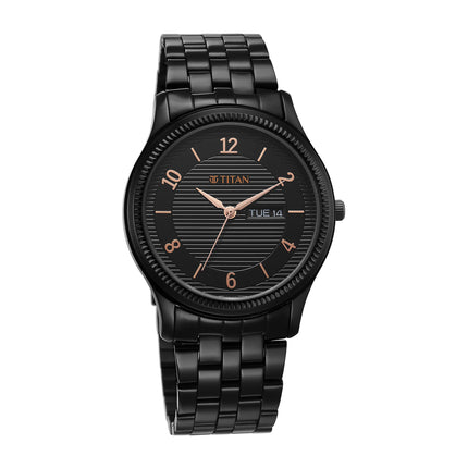 Titan Karishma Black Dial Stainless Steel Analog Watch for Men-NS1824NM01 