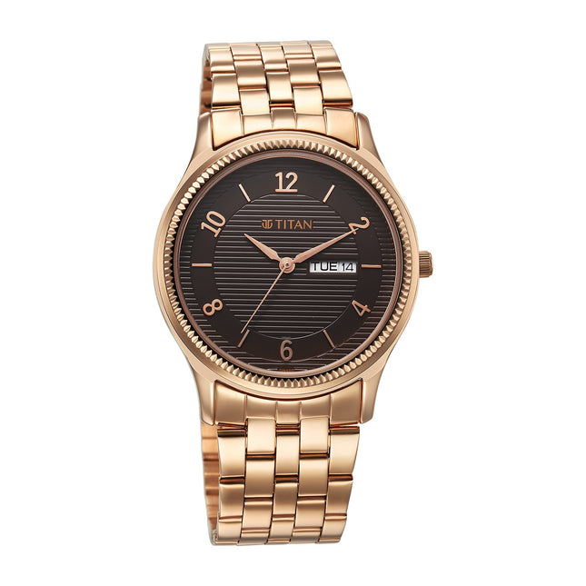 Titan Karishma Brown Dial Analog with Day and Date Stainless Steel Strap Watch for Men-NS1824WM01/NT1824WM01 
