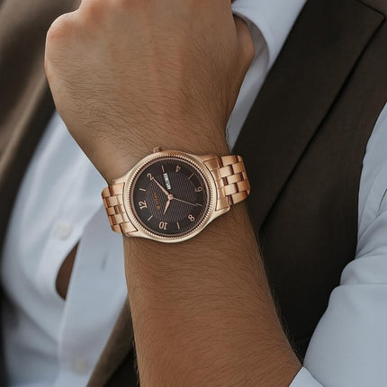 Titan Karishma Brown Dial Analog with Day and Date Stainless Steel Strap Watch for Men-NS1824WM01/NT1824WM01 
