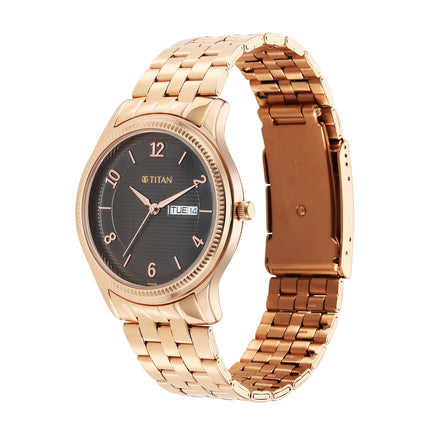 Titan Karishma Brown Dial Analog with Day and Date Stainless Steel Strap Watch for Men-NS1824WM01/NT1824WM01 