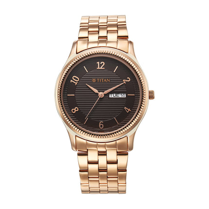 Titan Karishma Brown Dial Analog with Day and Date Stainless Steel Strap Watch for Men-NS1824WM01/NT1824WM01 