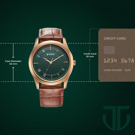 Titan Karishma Green Dial Analog Leather Strap Watch for Men-NS1823WL02/NT1823WL02 