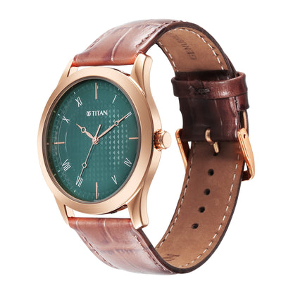 Titan Karishma Green Dial Analog Leather Strap Watch for Men-NS1823WL02/NT1823WL02 
