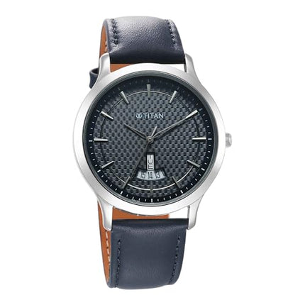 Titan Karishma Quartz Analog Blue Dial Leather Strap Watch for Men-1825SL14/NT1825SL14 