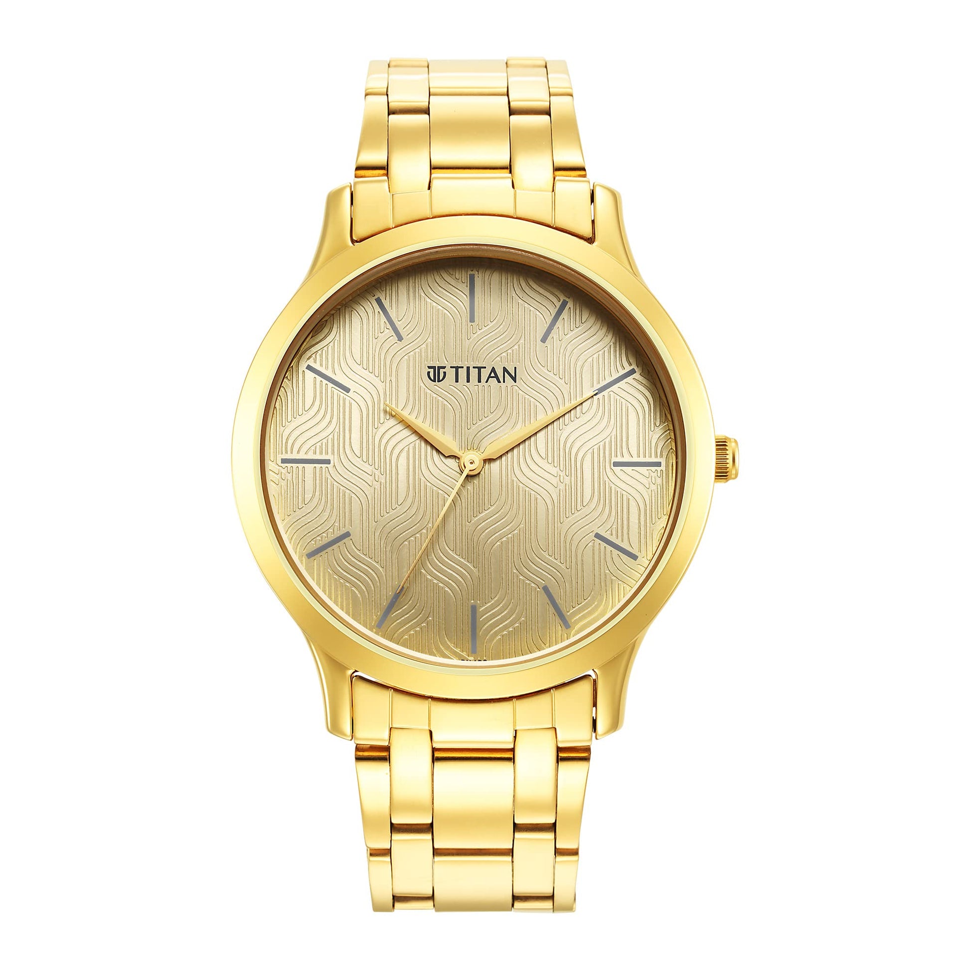 Titan Karishma Quartz Analog Champagne Dial Gold Stainless Steel Strap Watch for Men - NT1825YM03 