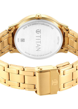 Titan Karishma Quartz Analog Champagne Dial Gold Stainless Steel Strap Watch for Men - NT1825YM03 