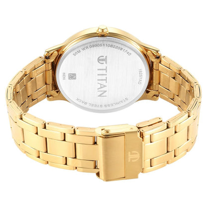 Titan Karishma Quartz Analog Champagne Dial Gold Stainless Steel Strap Watch for Men - NT1825YM03 