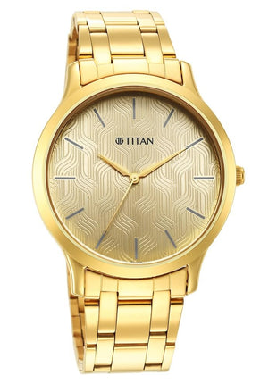 Titan Karishma Quartz Analog Champagne Dial Gold Stainless Steel Strap Watch for Men - NT1825YM03 