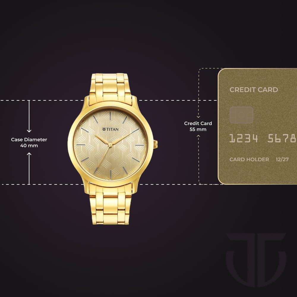 Titan Karishma Quartz Analog Champagne Dial Gold Stainless Steel Strap Watch for Men - NT1825YM03 