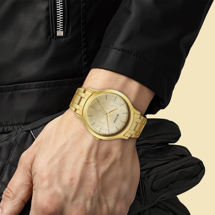 Titan Karishma Quartz Analog Champagne Dial Gold Stainless Steel Strap Watch for Men - NT1825YM03 