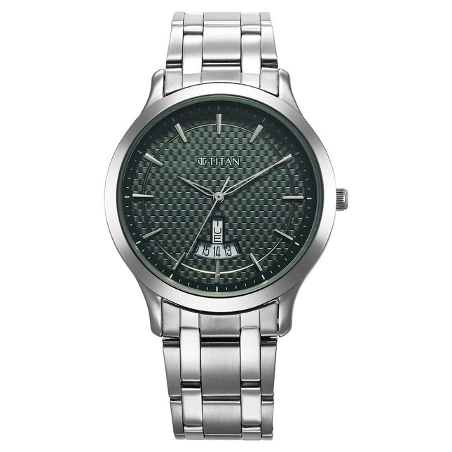 Titan Karishma Quartz Analog Green Dial Stainless Steel Strap Watch for Men-1825SM11/NT1825SM11 