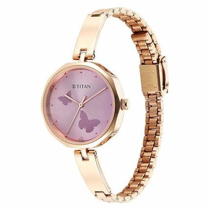 Titan Karishma Quartz Analog Lavender Dial Rose Gold Stainless Steel Strap Watch for Women - NT2702WM02 
