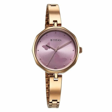 Titan Karishma Quartz Analog Lavender Dial Rose Gold Stainless Steel Strap Watch for Women - NT2702WM02 