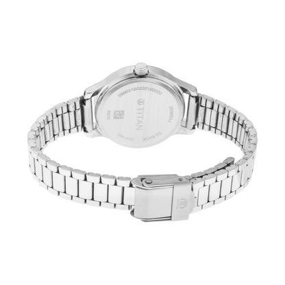 Titan Karishma Quartz Analog with Date Midnight Blue Dial Silver Metal Strap Watch for Women - NT2638SM01 