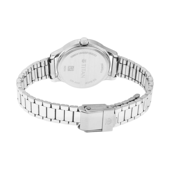 Titan Karishma Quartz Analog with Date Midnight Blue Dial Silver Metal Strap Watch for Women - NT2638SM01 