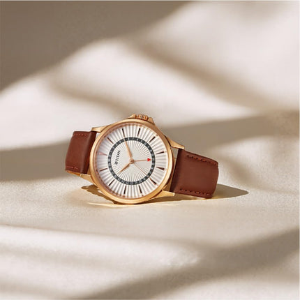 Titan Karishma Quartz Analog with Date Silver Dial Leather Strap Watch for Men 